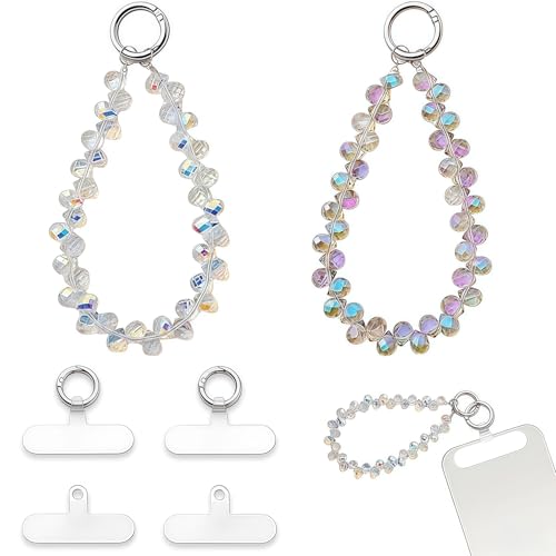 agogue 2 pezzi per cellulare da polso corto, cinturino da polso per donne, cinturino universale in cristallo per telefoni cellulari, catena per cellulare per la maggior parte degli smartphone, Leicht