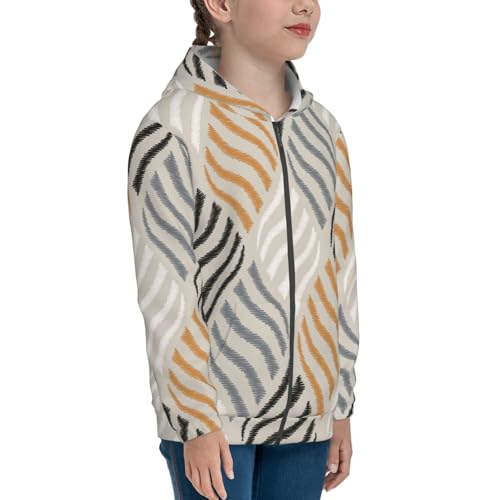 Geometric Kid Hoodies Boys Zip Up Sweatshirts Girls Pullover with Pocket4