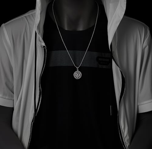 Médaillon Casque Corbeau Double Face résistant qui ne ternit pas au cou