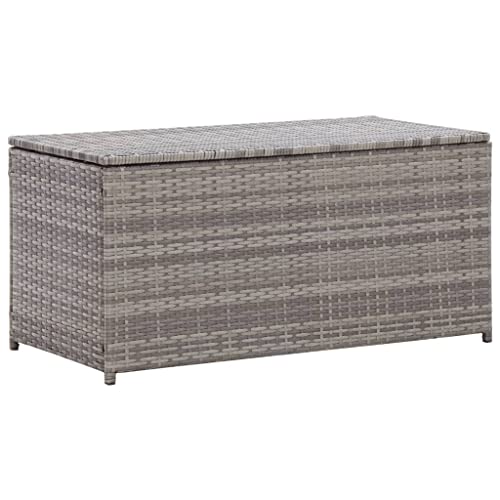 Caja de Almacenamiento para jardín al Aire Libre de ratán sintético de 100 x 50 x 50 cm, Color Gris, Duradera, Impermeable, contenedor de Almacenamiento para Muebles de Exterior y Cojines.