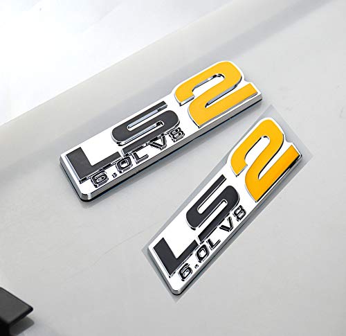 Emblemas LS2 V8 cromados y amarillos para renovar el diseño exterior de tu Silverado