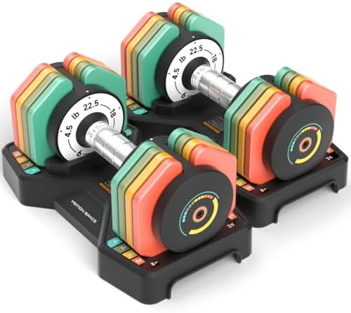 Adjustable Dumbbells Set 22.5LB Pair, 1-Sec Fast Adjustable 5 Fre...