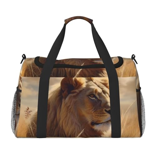Travel Duffel Bag Lightweight Waterproof Carry On Tote Bag Foldable Weekender Overnight Bags Prairie Lion Sport Gym Bag For Women Men
