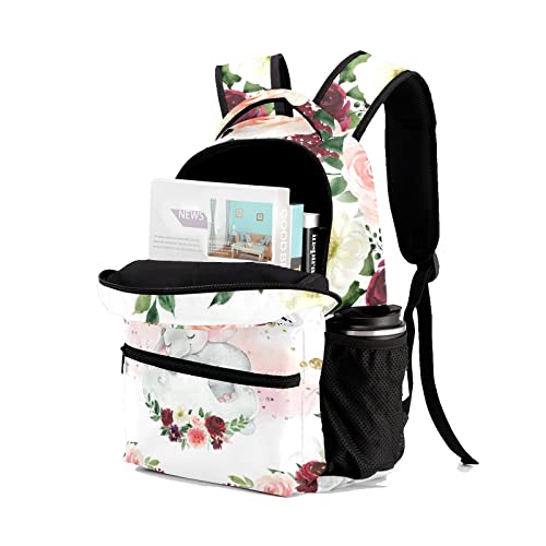 Personalized Custom Girl Elephant With Blush Pink Backpack Lightweight Travel Hiking Causual Bag With Name4