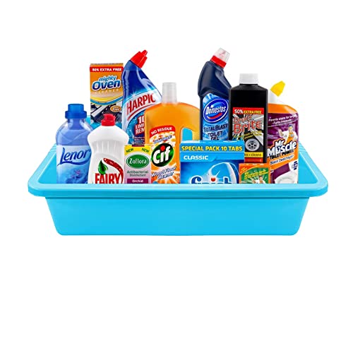 simpa Sky Blue Large Plastic Rectangular Deep Multipurpose Household Tray - 13cm (H) x 64cm (L) x 49cm (W)