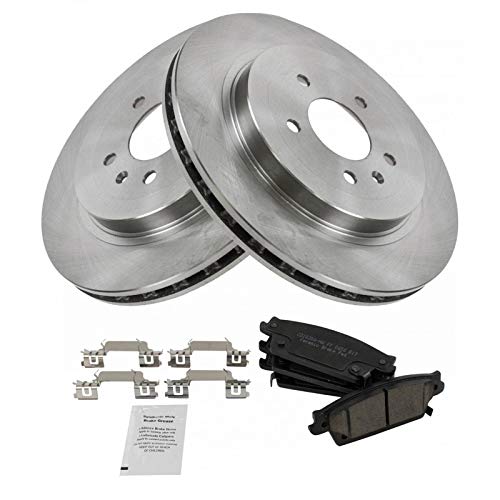 Image of TRQ Rear Brake Pad and Rotor Set Ceramic Vented Rotors