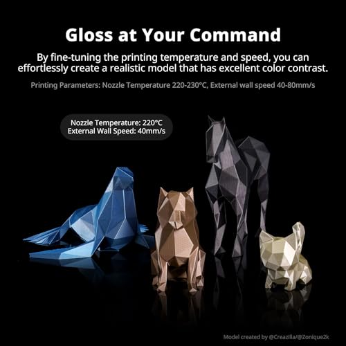 image for ANYCUBIC Silk Filament, Metal-Like PLA Shiny Clog-Free 3D Printer Fila
