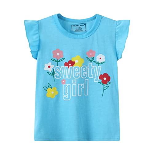 Image of Girls Graphic T Shirts 3 Pack 100% Cotton Short Sleeve Tees for Toddler Little Big Girls Cute Printed Casual Summer Tops