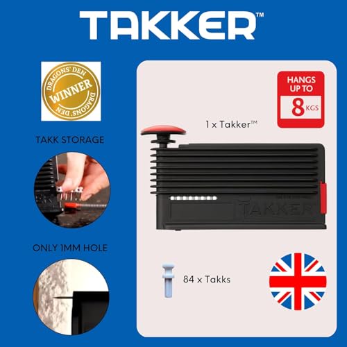 Takker 121 Piece Picture Hanging Kit Frame Hanging Tool – As Seen On Dragon’s Den - Hang On Walls, Plasterboard, Wood, Up to 8kg Pictures Canvas Clock Decor Utensils