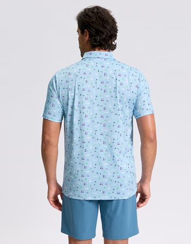 Image of Obla Mens Golf Polo Shirts Short Sleeve Dry Fit Performance Moisture Wicking Casual Print Collared Golf Shirts for Men