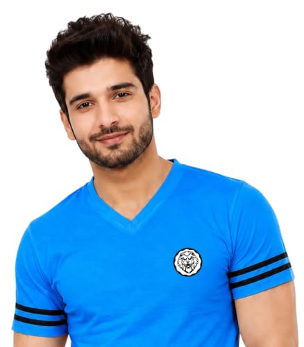 Image of Geum Men's Solid Half Sleeve V-Neck T-Shirt | Soft & Breathable Fabric | Regular Fit | Casual Everyday T-Shirt
