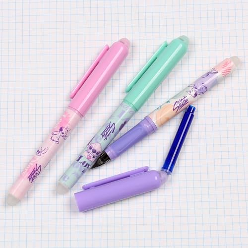 DISNEY Stitch Radierbarer Stift mit Radiergummi, radierbarer Stift, blaue Tinte, Schule (C)