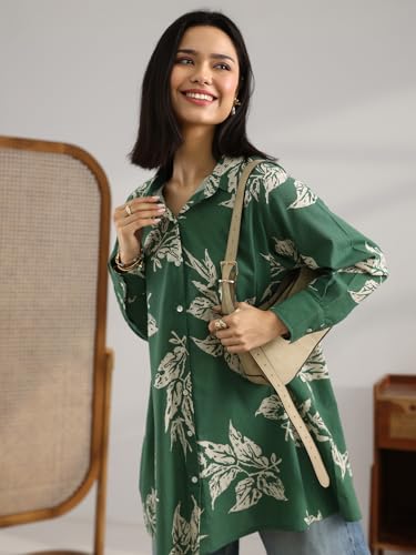 Image of Libas Printed Cotton A Line Kurti Suit