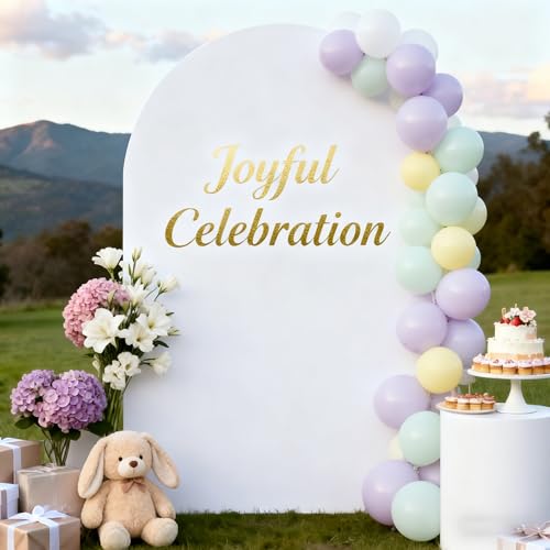 Image of White Arch Backdrop Cover 7.2FT Fitted Polyester Arch Covers Stretchy Backdrop for Wedding Birthday Party Decoration Baby Shower Banquet Ceremony