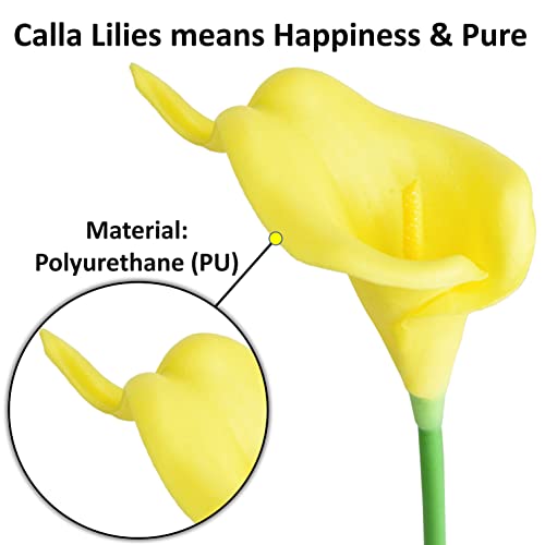Image of Tdas Artificial Lily Flowers Plants Home Decor Items Flower Plant for vase Living Room Hall Bedroom Decorative Decoration - 34 CM Long (Pot Not Included) (Yellow, 5 Pcs)