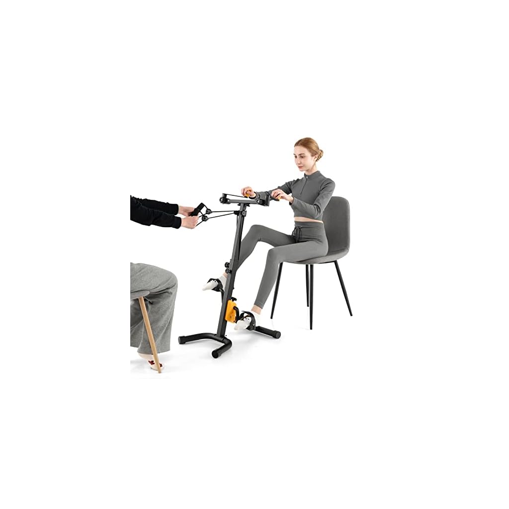 COSTWAY Pedaaltrainer, hometrainer, fiets, mini-stepper fitnessfiets, 9 standen verstelbaar en 53 x 43 x 73-102 cm, ideaal voor senioren