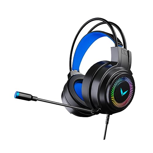 PartyKindom Headsets Plug Over-ear Design Rgb Led Lighting for Gaming Featuring Soft Ear Pads for Comfort Microphone Functions