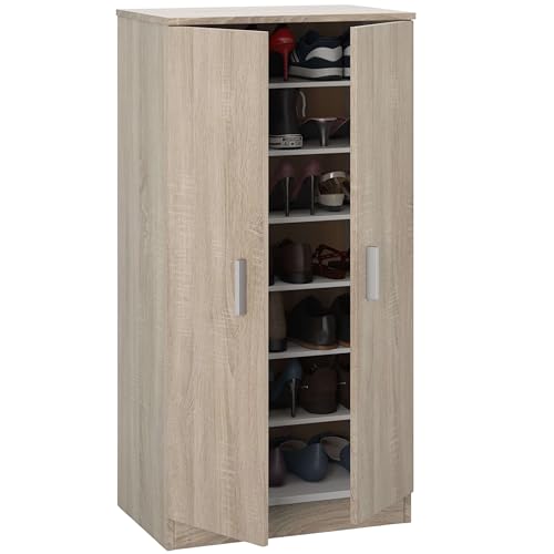 Habitdesign Mueble Zapatero Dos Puertas, Mueble Auxiliar, Modelo Basic, Acabado en Roble Canadian, Medidas: 55 cm (Ancho) x 108 cm (Alto) x 36 cm (Fondo)