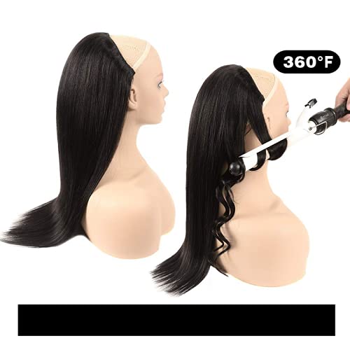 14-30 Inch Half Wig With Clip in Hair Extensions Brazilian Remy Straight Hair 180 Full Density 3/4 Half Wig Human Hair Black Brown Color (28inch 180% Density, #2(Darkest Brown))