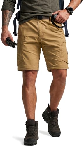 Image of CQR Men's Convertible Cargo Tactical Pants, Water Resistant Outdoor Hiking Pants, Zip Off Lightweight Stretch Work Pants