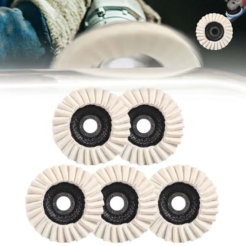 Image of Wool Felt Flap Polishing Disc, Upgrade Wool Polishing Wheel Disc Buffing Pad, Angle Grinder Buffing Wheel Stainless Steel Polishing Kit, Felt Flap Disc Abrasives for Metal, Marble Stone (115mm, 5)