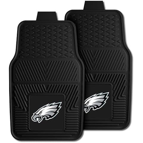 FANMATS 8771 Philadelphia Eagles 2-Piece Heavy Duty Vinyl Car Mat Set, Front Row Floor Mats, All Weather Protection, Universal Fit, Deep Resevoir Design Cover