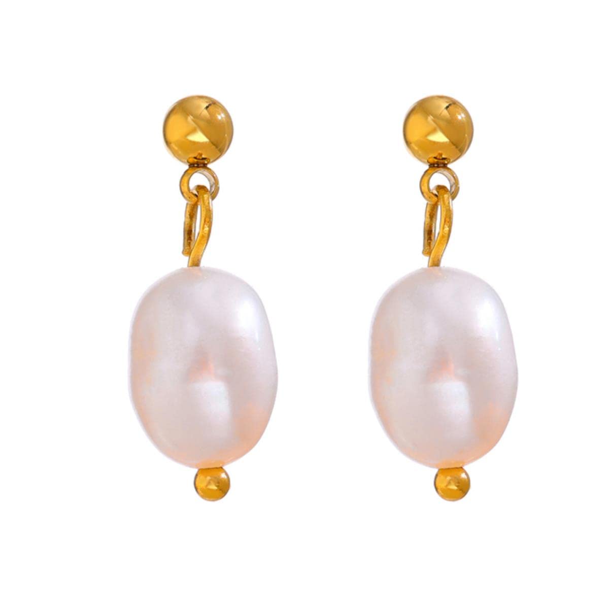 YAHOYAYAHOYA Natural Fresh Pearl Drop Dangle Earrings 316 Stainless Steel Gold Plated Fashion Earrings for Women Bijoux