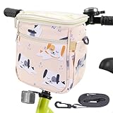 ZQVU Kids Bike Basket Fabric Bicycle Basket for Boy and Girl Front Basket for Bicycles and Tricycles Bike Handlebar Bag (Puppy)