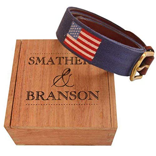 American Flag Needlepoint Belt in Navy by Smathers & Branson3