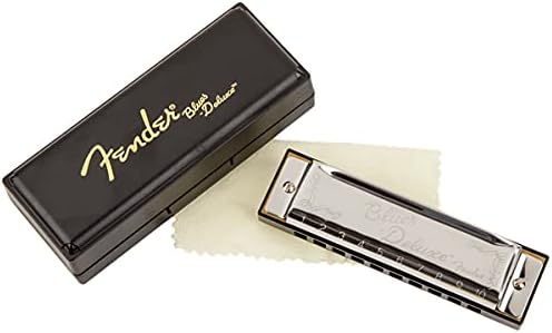 Fender Blues Deluxe Harmonica - Key of G Bundle with Carrying Case and Instructional Book