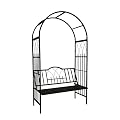 1. GO Steel Garden Arch with Seat for 2 People, 6'9" High x 3'9" Wide, Garden Arbor for Various Climbing Plant, Outdoor Garden Lawn Backyard