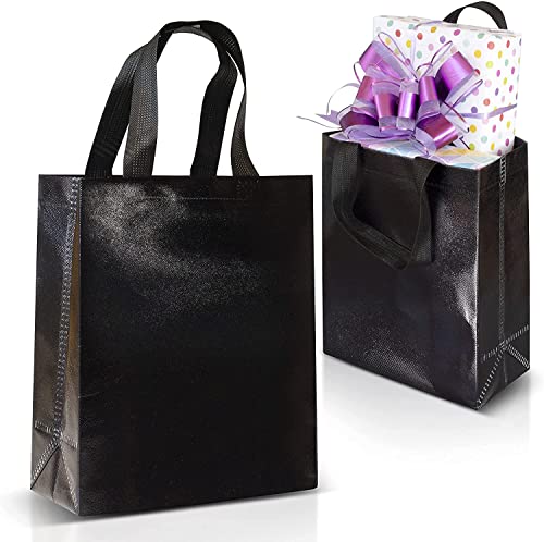 Image of DOUBLE R BAGS Reusable Small Gift Bags - Elegant Gold Shopping Bags with Handles for Weddings, Birthdays, and Return Gifts - Eco-Friendly & Durable.