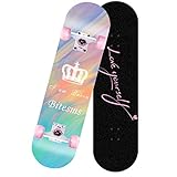 YEENUO スポーツ＆アウトドア スタンダードスケートボード 初心者 子供/若者/大人 凹面初心者四輪 スケートボード用デッキ メイプル スケート ボード 79cm 最大負荷150kg フリースタイル コンプリートスケートボード【バックパック・スケートボードツール付】
