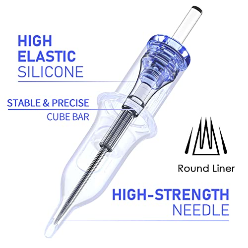 A-Minusone ATCN 20 Pcs Mixed-Pack Tattoo Needles #1203Rl+05Rl+07Rl+09Rl, 5 Pcs Of Each Standard #12 Round Liner Replaceable Tattoo Cartridge Needles For Tattoo Pen thumb #2