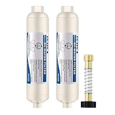 FS-TFC RV Inline Water Filter with Flexible Hose Protector Reduces Bad Taste, Odors, Chlorine, Sediment for RVs, Gardening, Farming,Pets and Marines, Drinking & Washing Filter?2 PACK?