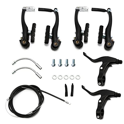 Uoienrt Complete Bike Brake Set Includes Callipers Levers Cables Black, Bicycle Front And Rear Brake Cable, Aluminum Alloy Brake Handlebars And V Bike Brake Kit #TOP1
