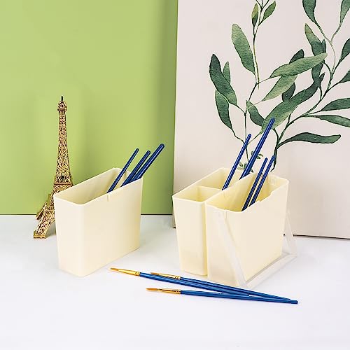 Image of Brush Washing Bucket, Plastic Triple Detachable Pen Cleaner, Watercolor Art Paint Storage, Multifunction Paint Brush Washing Bucket with Handle for Watercolor Outdoor Indoor Painting