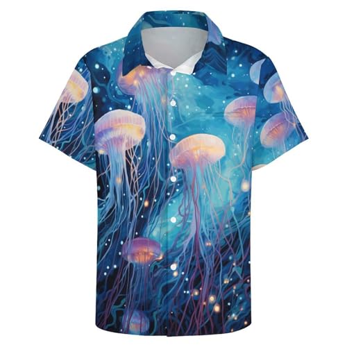 TiwBski Hawaiian Shirt for Men Button Down Beach Shirts Rabbit and Heart Patterns Fashion Short Sleeve - Main Image