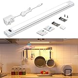 WOBANE Under Cabinet Lighting, Plug in LED Light Bar with ETL Adapter, Hand Wave Activated, 12”...
