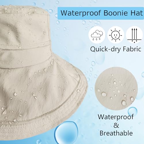 Sun Hats for Women Wide Brim UV Protection, Foldable Ponytail Summer Hats Cap Waterproof Breathable Safari Bucket Hats for Beach Garden Fishing - Image 6