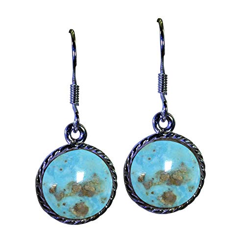 Turquoise naturelle bague argent anti-allergie ronde pour peaux sensibles homme femme