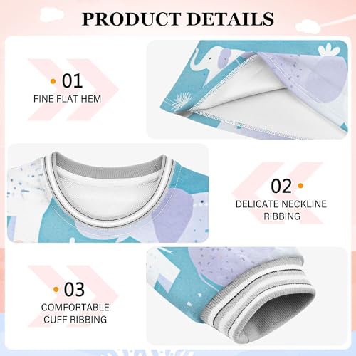 JUNZAN Elephant Flowers Blue Girls' Spring Dresses Cute Little Kids Playwear 2T3