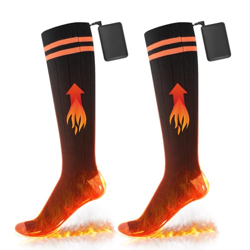 Comius Sharp Calcetines Calefactables, 5000 mAh Calcetines Calefactable Recargable para Hombres Mujeres Calcetines Electricos Calefactables con 4 Temperaturas Ajustables para Ski Camping Patinaje Caza