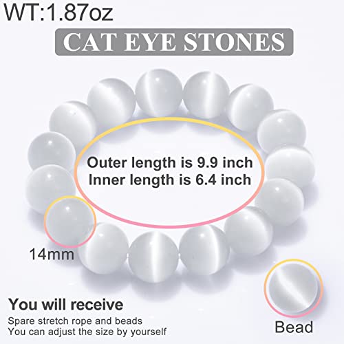 Natural Stretch Gemstone Crystal Bead Bracelet, Healing Stone Beaded Tiger Eye Bracelets for Women Men Gifts (Unisex)2