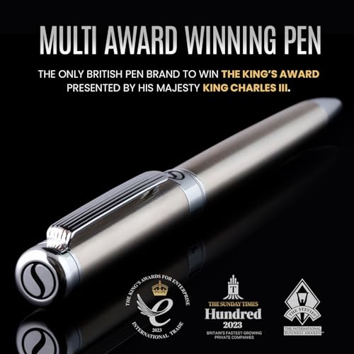 Image of Scriveiner Stainless Steel Ballpoint Pen - Stunning Luxury Pen with Stainless Steel Finish, Schmidt Black Refill, Best Ball Pen Gift Set for Men & Women, Professional, Executive, Office, Nice Pens