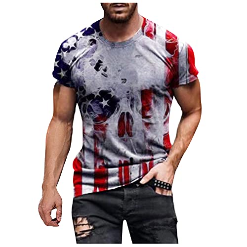 Men s Plus Size Short Sleeve American Flag T-Shirt Casual Retro 3D Digital Print Top Summer Workout Athletics Tee Tops