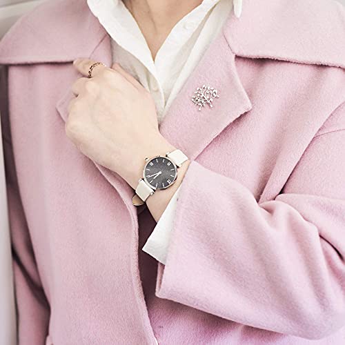 Eache Thin 16Mm Leather Watch Bands For Womens Cream White Quick Release Leather Watch Straps With Rose Gold Buckle #TOP2