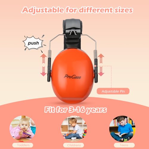 Image of ProCase Noise Cancelling Headphones for Kids Toddler, SNR 27dB Noise Reduction Ear Muffs, Hearing Protection for Monster Jam, Concerts, Fireworks, Shooting, Air Show, Autism Sensory Needs -Orange