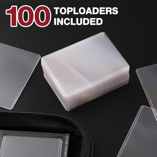 Image of Top Loader Binder 9 Pocket, Holds 360 Toploaders, 100 Toploaders INCLUDED | Toploader Binder for 3 inch x 4 inch Rigid Toploaders, Trading Card Binder for TCG, MTG, Sport Cards, PU Leather Cover, Side Loading