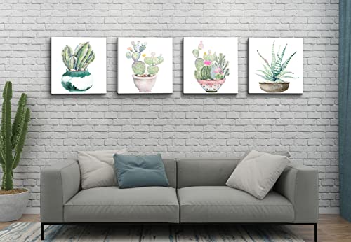 Dgbtcart Succulent Plants Bathroom Decor Wall Art, Green Cactus Pictures Canvas Print, Botanical Paintings For Bedroom Living Room Office Decoration - 12" X 12" #TOP1